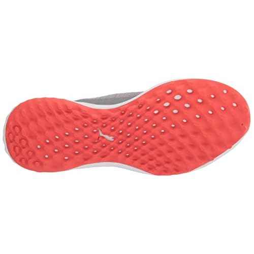 PUMA Men's Fusion Pro Extra Wide Golf Shoe, Quarry Silver-Red Blast, 12