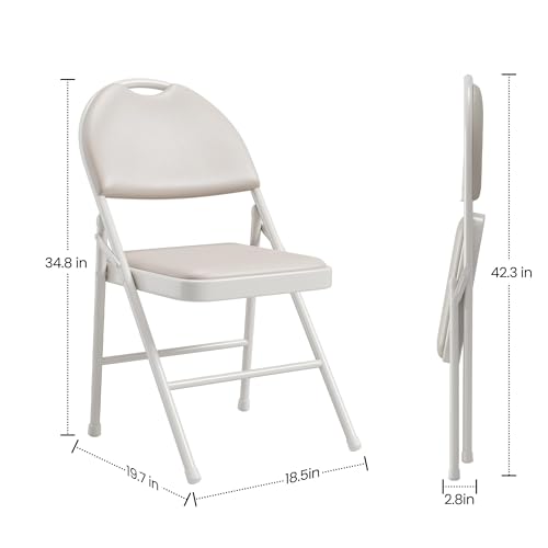 GAOMON 4 Pack Folding Card Chairs, Thickened Padded PU Cushion, Metal Legs and Non-Slip Feet Pads, Portable Stackable Comm...