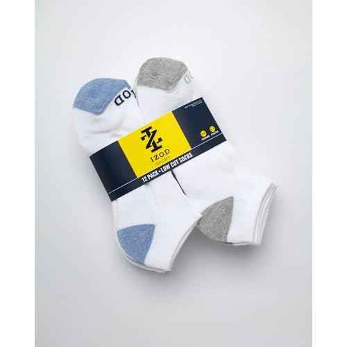 IZOD Men's Low Cut Socks - 12 Pack Athletic No Show Socks for Men (6-12.5)