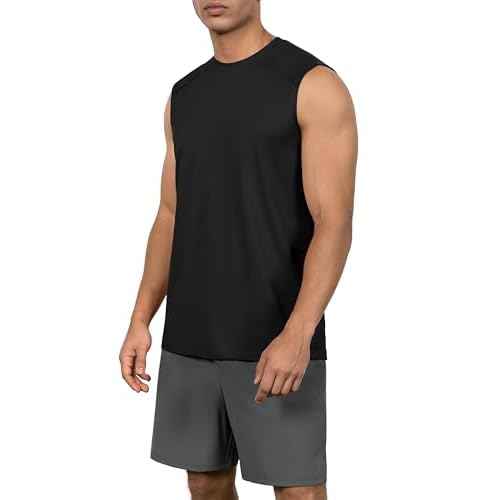 ODODOS Men's Quick Dry Athletic Tank Tops UPF 50+ Sun Protection SPF Workout Sleeveless Muscle Shirts