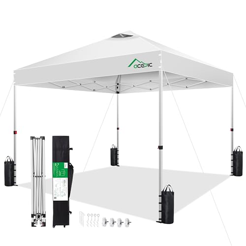 Acepic 10x10 Pop Up Canopy Tent,300D Silver-Coating Top,Pop Up Canopy Tent Instant Portable Shelter with 1-Button Push and...