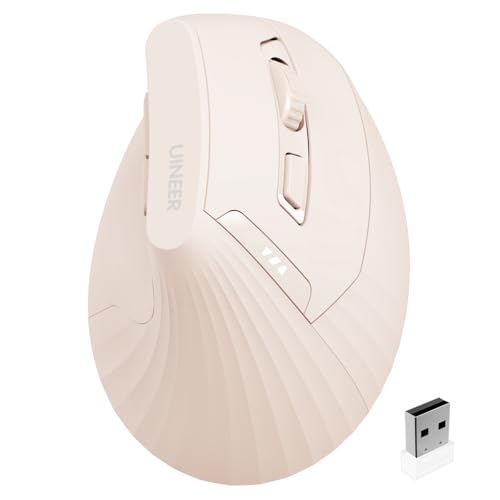 Uineer Vertical Mouse Wireless, 2.4G Rechargeable Mouse with Battery Indicator,4 Level DPI,Ergonomic Design for Comfort an...