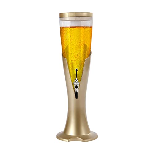 SNKOURIN Beer Tower Beverage Dispenser with Spigot & Ice Tube, 3L/100oz Mimosa Tower Dispenser for Parties Bars, Durable, ...