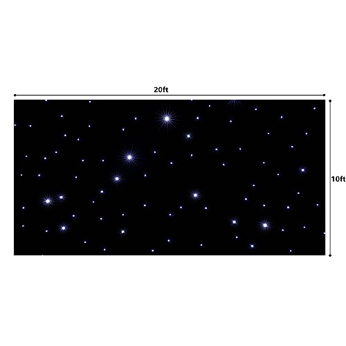 LIANDU-US LED Curtain Light 20ft x 10ft White LED Star Backdrop Stage Drape Starry Sky Cloth Curtain DMX512 for Wedding Ev...