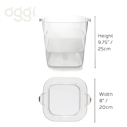 OGGI Acrylic Square Ice Bucket - Clear Beverage Cooler w/Handles, Wine Cooler, Beer Chiller, Ideal Drink Buckets for Parti...