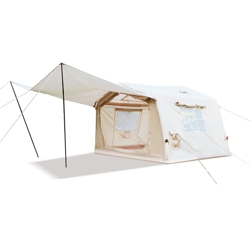 Inflatable Tent 4/6/8 Person, Blow Up Tent with Hand Pump for Easy Setup, 4 Season Waterproof Oxford Glamping Tents for Ca...