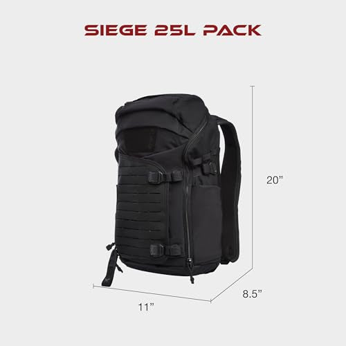 Vertx Siege 25L Tactical Backpack - 500D Nylon, MOLLE Pocket, Loop-Lined EDC Compartment, Rapid Access Tab and YKK Zippers...