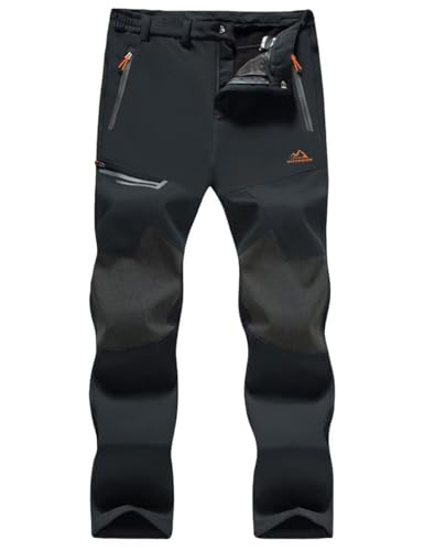 MAGCOMSEN Men's Winter Pants Fleece Lined Ski Snow Pants Water Resistant 4 Zip Pockets Outdoor Pants