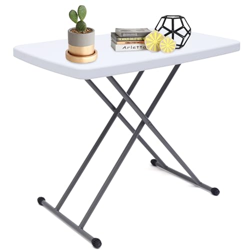 NAWESRVA Adjustable Folding Table – 30" x 20" Foldable Desk with 3 Height Settings (18", 25", 29"), Lightweight Small Tabl...