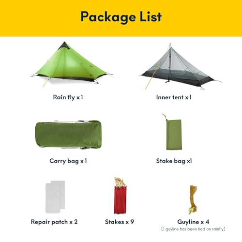 LANSHAN Ultralight Tent 3-Season Backpacking Tent for 1-Person or 2-Person Camping, Trekking, Kayaking, Climbing, Hiking