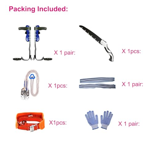 Rohseson Tree Climbing Spikes, Tree Climbing Gear with Non-Slip Pedal, Adjustable Tree Climbing Tool Set