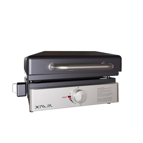 XMJR Tabletop Griddle 18 inch,Portable Propane Grill With Cover for Outdoor Backyard Camping Cooking,Small Gas Grill Propa...
