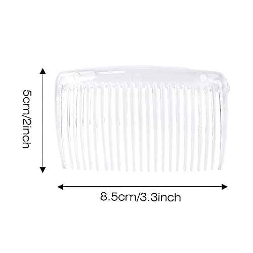 Cinaci 30 Pack 3 Inch White Clear Plastic French Hair Side Combs Wedding Bridal Veil Comb Fine Hair Slide Hair Clips Small Clear Barrettes Bun Holder with 23 Teeth DIY Headpieces Accessories for Women