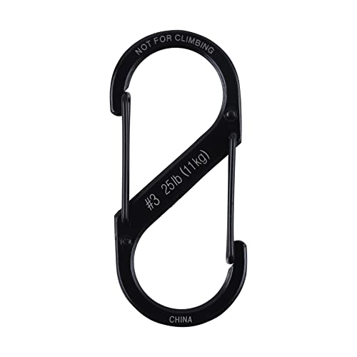 Nite Ize S-Biner Dual Carabiner Stainless Steel, Black, #3-Size, SB3-03-01 (4-Pack)