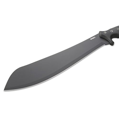 CRKT Halfachance Fixed Blade Parang Machete: 18 Inch Black Powder Coated Carbon Steel Parang Style Blade with Nylon Sheath for Survival, Hunting & Camping K920KKP