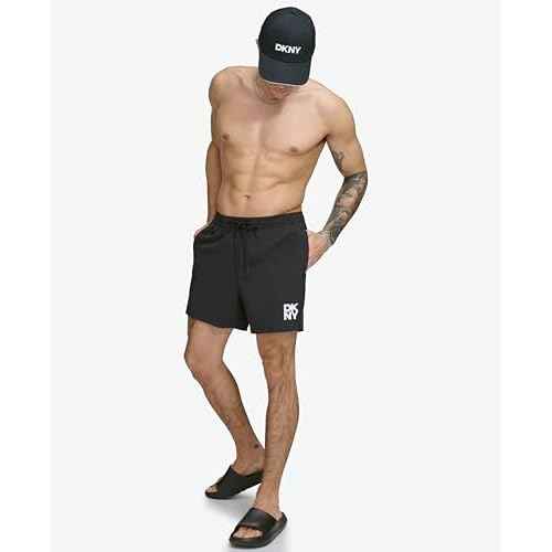 DKNY Mens Stretch Quick Dry Volley UPF 40+ Protection Swim Trunk