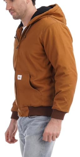 TUAOVA Men's Loose Fit Quilted Flannel Lined Workwear Waterproof Active Jacket Hooded Work Coat