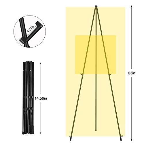 SunyesYoon Display Black Easel Stand for Wedding Sign, Artist Instant Tripod Collapsible Portable Floor Easel for Posters,...