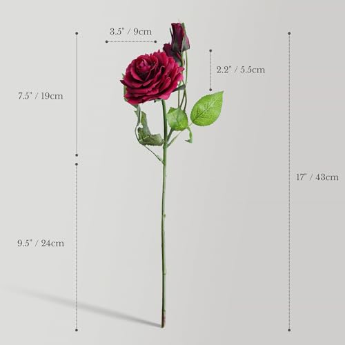SSKOI Real Touch Artificial Roses, 8PCS Long Stem Faux Flowers with Gift Box That Converts Into Vase, Allergy-Safe Realistic Fake Roses for Home, Kitchen, Office, Wedding Décor, Gift Arrangement