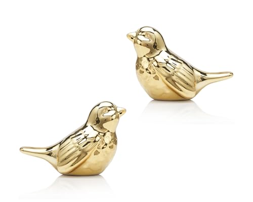Artconal Small Gold Bird Statue, 2-Pack 3.5 inch Shiny Gold Accent Small Knick Knacks Gifts, for Home Office Shelf Desk Co...