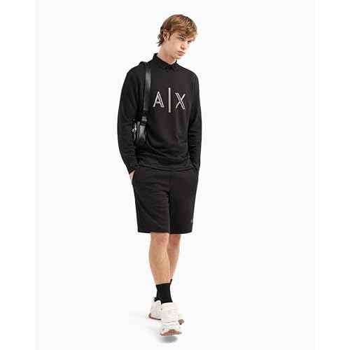 Armani Exchange mens Black and Gold Crewneck