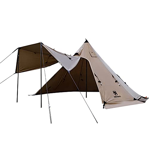 OneTigris Northgaze Canvas Hot Tent with Stove Jack, Windproof, Fire Retardant, Durable 4 Season Camping Pyramid Teepee Te...