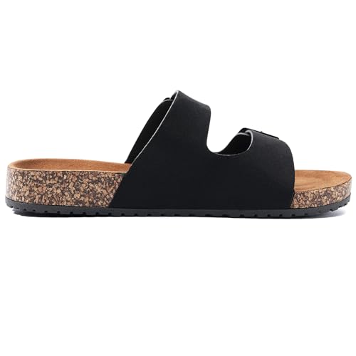 GETOEU Women Cork Sandals Adjustable Buckle Strap Cork Footbed Sandal Arch Support Casual Slip‑On Outdoor Slide Sandals
