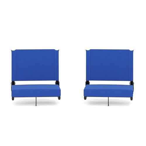 Flash Furniture Grandstand Portable Stadium Seats for Bleachers or Benches, Folding Padded Stadium Chairs with Handle, Pack of 2, 500 lb. Weight Capacity, Blue