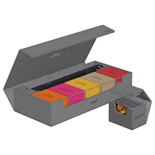 Ultimate Guard Superhive 550+, Deck Case for 550 Double-Sleeved TCG Cards, Grey, Compatible with Boulders, Magnetic Closure & Microfiber Inner Lining