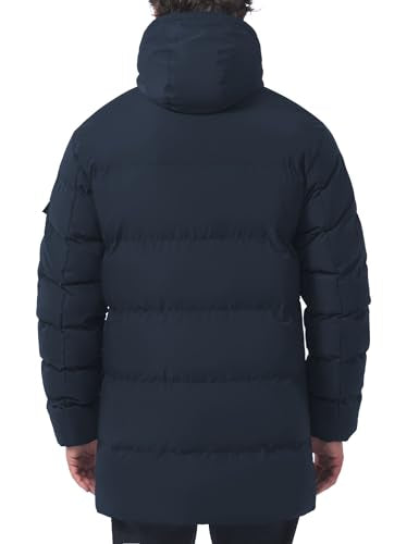 LZACTOIN-X Men's Long Winter Coat Thicken Insulated Waterproof Puffer Jacket Two-Way Zipper Hooded Windbreaker Parka