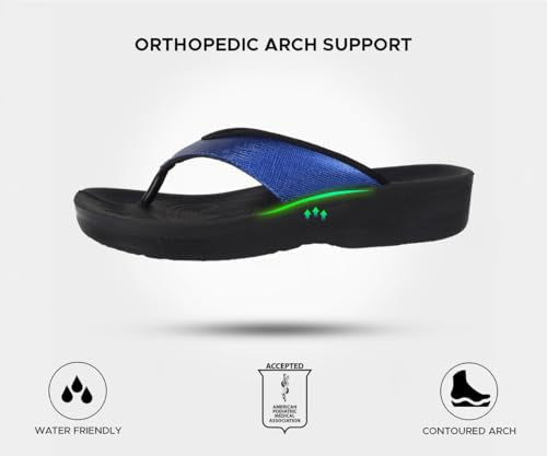 Aerothotic Arch Support Flip Flops for Women Comfortable Orthopedic Cushioned Memory Foam Footbed with Faux Leather Padded...