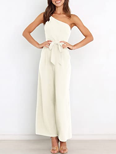 ANRABESS Women Summer Dressy Jumpsuits One Shoulder Sleeveless Casual Wide Leg Pants Romper Jumper 2026 Trendy Fall Outfits