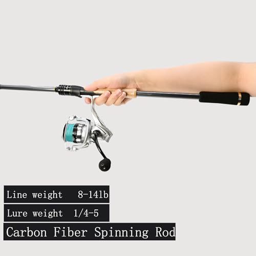 Travel Fishing Pole Combo， 4 Piece Carbon Fiber Spinning Rod Spinning Reel 7ft Braided Line Fishing Carrier Bag for Travel...