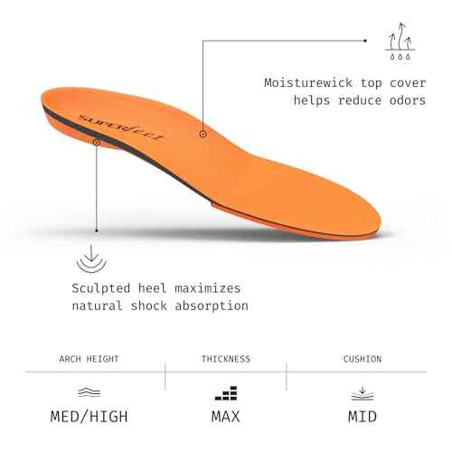 Superfeet All-Purpose High Impact Support Insoles (Orange) - Trim-To-Fit Orthotic Arch Support Shoe Inserts - Professional Grade