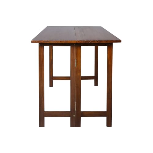 Solid Wood Flip-Top Folding Console to Dining Convertible Table
