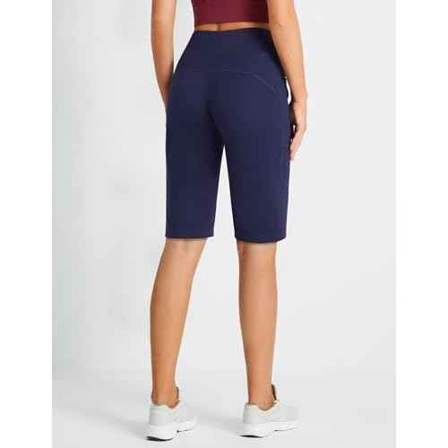 baleaf Women's 12" Bermuda Shorts Long Shorts Knee Length Running Walking Workout Athletic Stretch Pockets