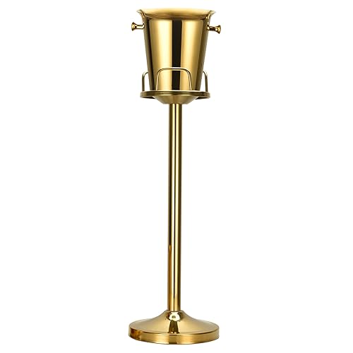 Champagne Bucket with Stand,Ice Bucket with Stand Stainless Steel Bucket Wine Chiller On Stand 12Lb Hammered Tall Ice Buck...