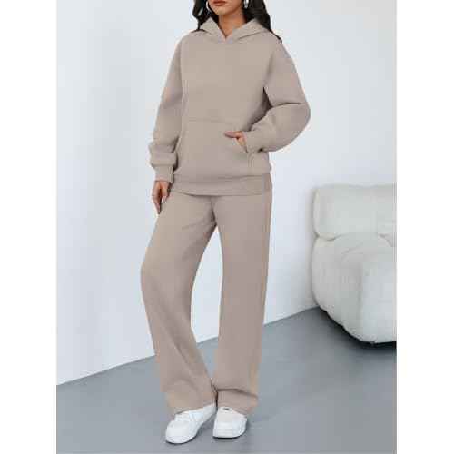 Trendy Queen 2 Piece Lounge Sweat Sets Plus Size Fall Fashion Matching Sweatsuits Wide Leg Pants Travel Outfit Winter Clothes