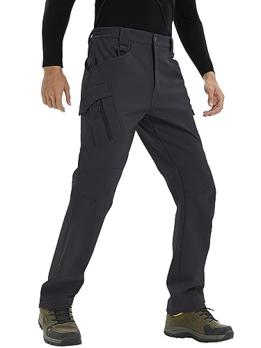 TACVASEN Men's Winter Work Pants Fleece Lined Tactical Snow Ski Pant Waterproof Insulated Cargo Hiking Trousers 9 Pocket