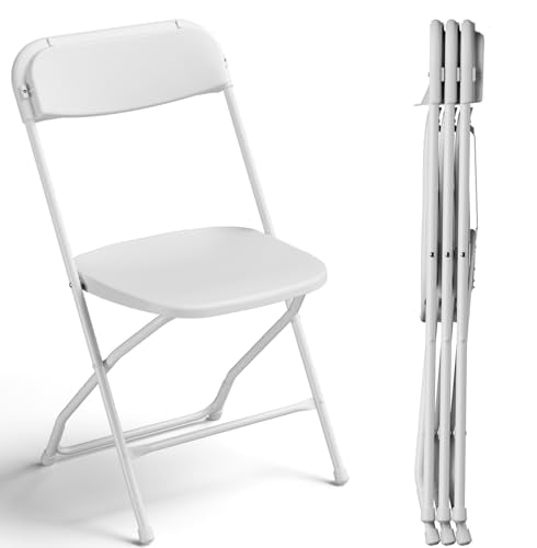 MAKE CHANGES Folding Chairs, 350 lbs Capacity Plastic Foldable Chairs with Heavy Duty Sturdy Metal Frame, Indoor Outdoor P...
