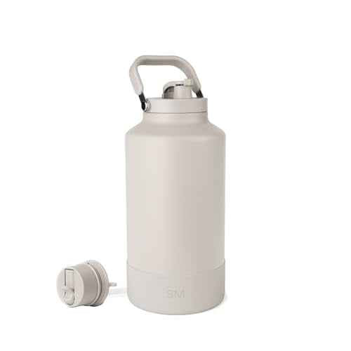 Simple Modern Trek Pivot | Gallon Water Bottle Jug with Handle & Boot | Interchangeable Straw & Chug Lids | Large Insulated Stainless Steel | Sports Camping Outdoors | 128oz, Almond Birch