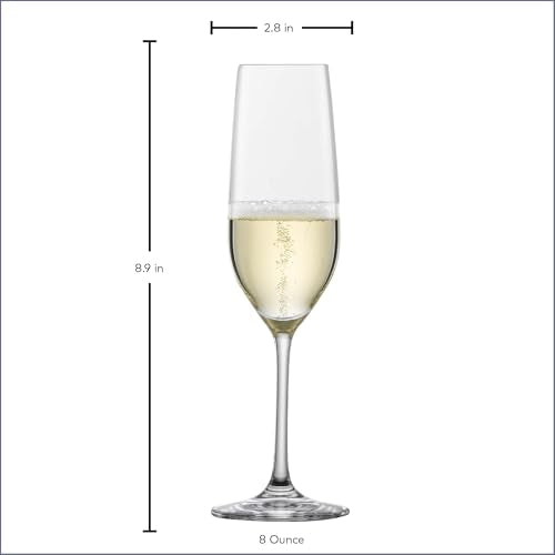 SCHOTT ZWIESEL Forté Champagne Flute (Set of 6), Champagne Glasses with Effervescence Point, Dishwasher-Safe Machine-Made ...