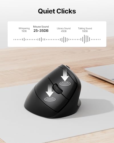 Blervadix Ergonomic Mouse, USB+Bluetooth Dual Connection, Wireless Vertical Mouse for Reducing Wrist Pain, 1000/1600/2400 ...