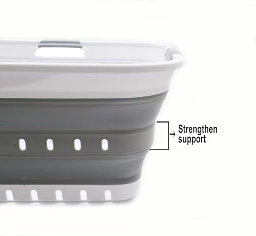 SAMMART 42L (11 gallon) Collapsible Plastic Laundry Basket - Foldable Pop Up Storage Container/Organizer - Space Saving Ha...