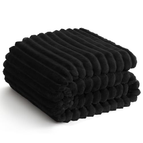 HIMEET Black Twin Size Blanket for Bed - 300GSM Soft Cozy Blankets, Cute Small Lightweight Fleece Throws, Birthday Gifts, ...