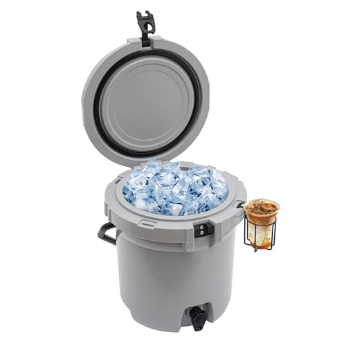 KEPSLERYZ 5 Gallon Water Jug Cooler Insulated Beverage Dispenser Leak-Proof & Anti-Slip for Camping, Fishing, Parties (Gra...