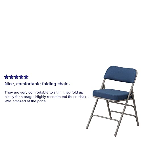 Flash Furniture 2 Pack HERCULES Series Premium Curved Triple Braced & Double Hinged Navy Fabric Metal Folding Chair