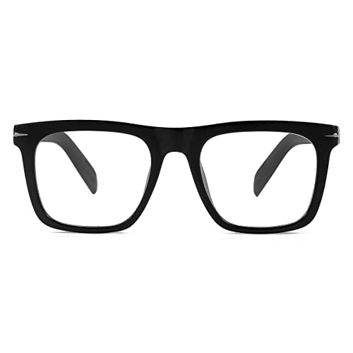 Gleyemor Blue Light Glasses for Men Women Trendy Square Frame Blue Light Blocking Lens Computer Glasses