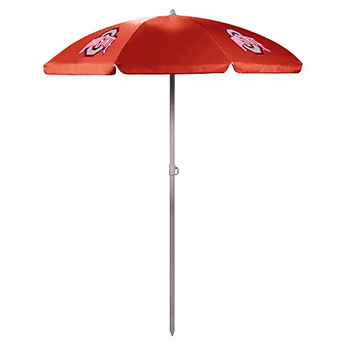 PICNIC TIME NCAA Ohio State Buckeyes Outdoor Canopy Sunshade Beach Umbrella 5.5' - Small Patio Umbrella - Beach Chair Umbrella