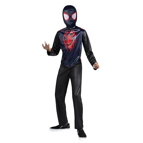 Marvel Miles Morales Official Youth Halloween Costume - Printed Jumpsuit with Fabric Mask